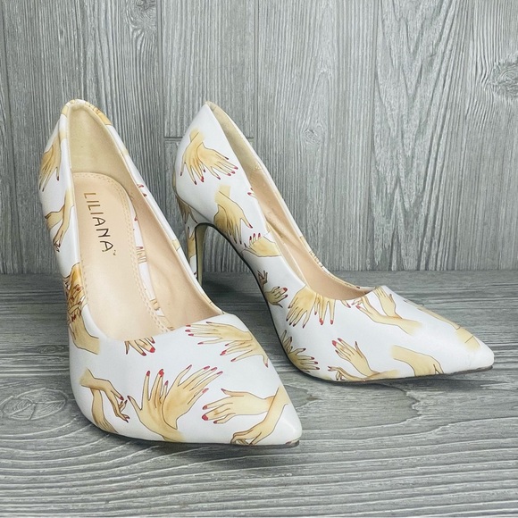 Liliana perilla Multi-color Leatherette Stiletto Heel Pumps shoes size 8 unique - Picture 2 of 13